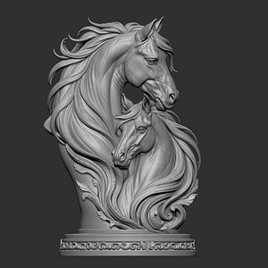 sculpture bust showcasing a pair of horses mare