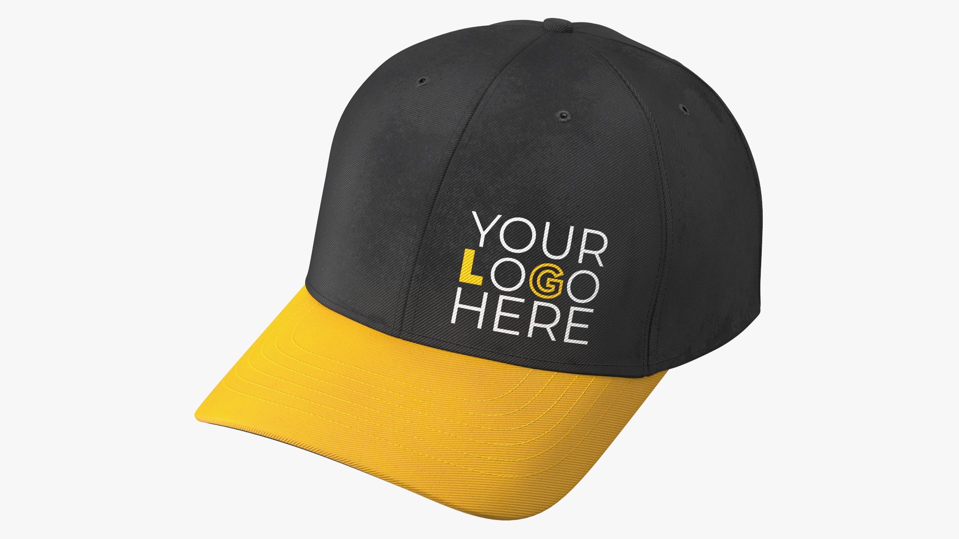 Cap Cotton Yellow Black Your Logo 3D model preview
