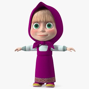 Masha Cartoon Character T-Pose