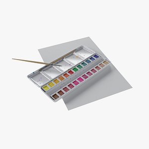 3D Metal Art Watercolor Paint Palet model