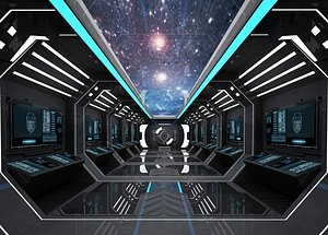 SCI FI INTERIOR SCENE SPACE SHIP Low-poly