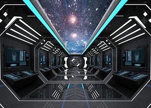 SCI FI INTERIOR SCENE SPACE SHIP Low-poly