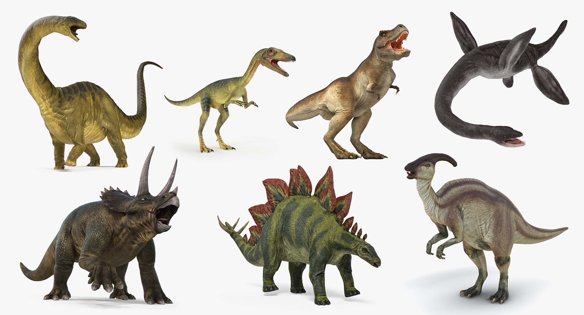 Dinosaurs Rigged Collection 2 for Maya 3D model preview
