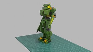 3D Low Poly Green Robot