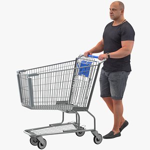 Arnold Casual Summer Walking Pose 01 With Shopping Cart 3D model