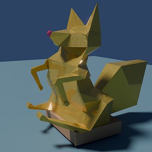 Golden figurine of a fox with a red nose