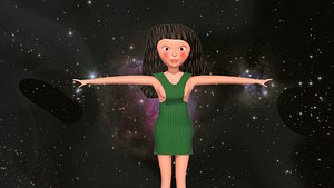 free low poly woman in dress 33
