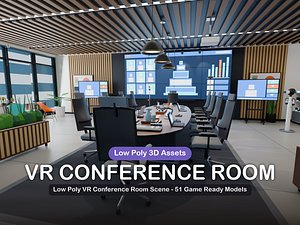 Low Poly VR Conference Room Scene - 51 Game Ready Models