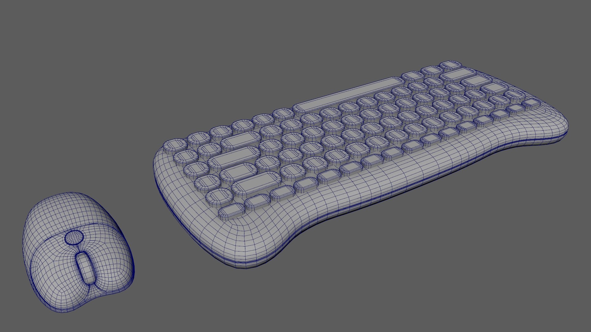 Wireless Keyboard Mouse Set Simple Dark Gray Version Gallery 3D Model ...