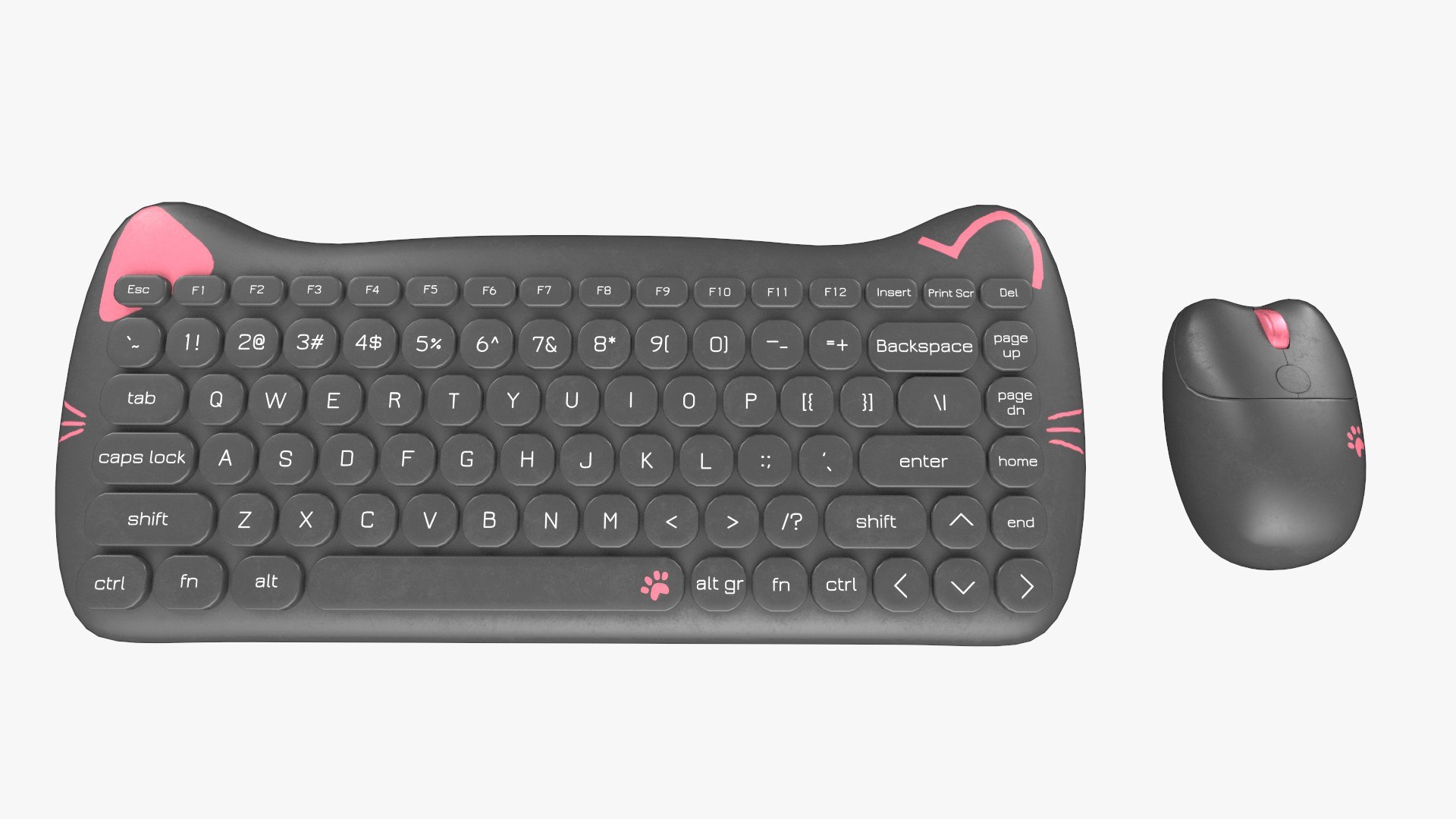 Wireless Keyboard Mouse Set Simple Dark Gray Version Gallery 3D Model ...