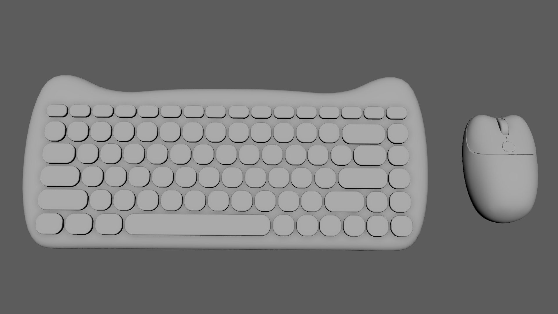Wireless Keyboard Mouse Set Simple Dark Gray Version Gallery 3D model ...
