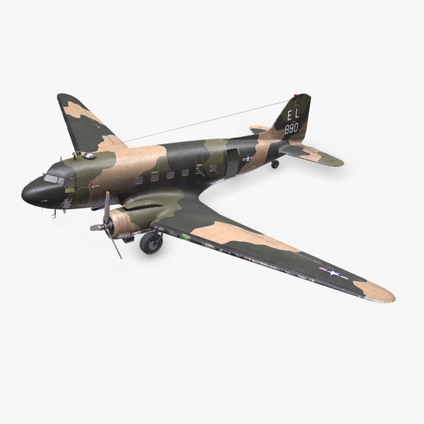 Douglas AC-47 Spooky Gunship Low-poly PBR 3D