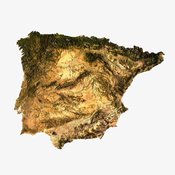 3d relief iberian peninsula model