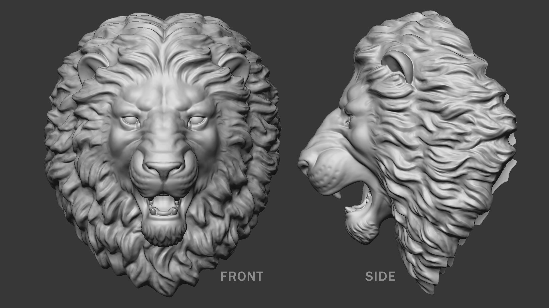 3d Angry Lion Head Sculpture Round Base Model - Turbosquid 1719841