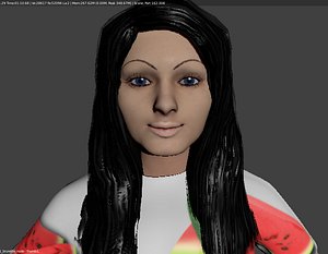 Jill - Rigged - Brunette wearing watermelon shirt, T-Shirt, Shorts and Shoes