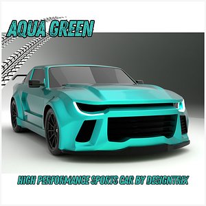 High Performance Aqua Green Sports Car 3D Model Blender Shaded 3D model