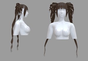 Long Stylized Hairstyle 3D model