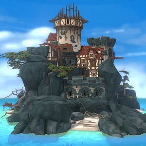 3D Island with house