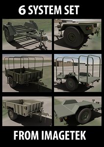 6 military trailer set 3d model