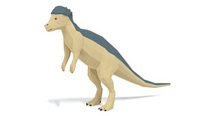 Low Poly Cartoon Pachycephalosaurus Dinosaur 3D model