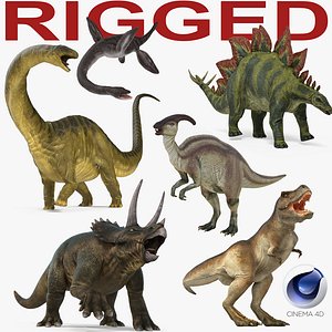 3D dinosaurs rigged