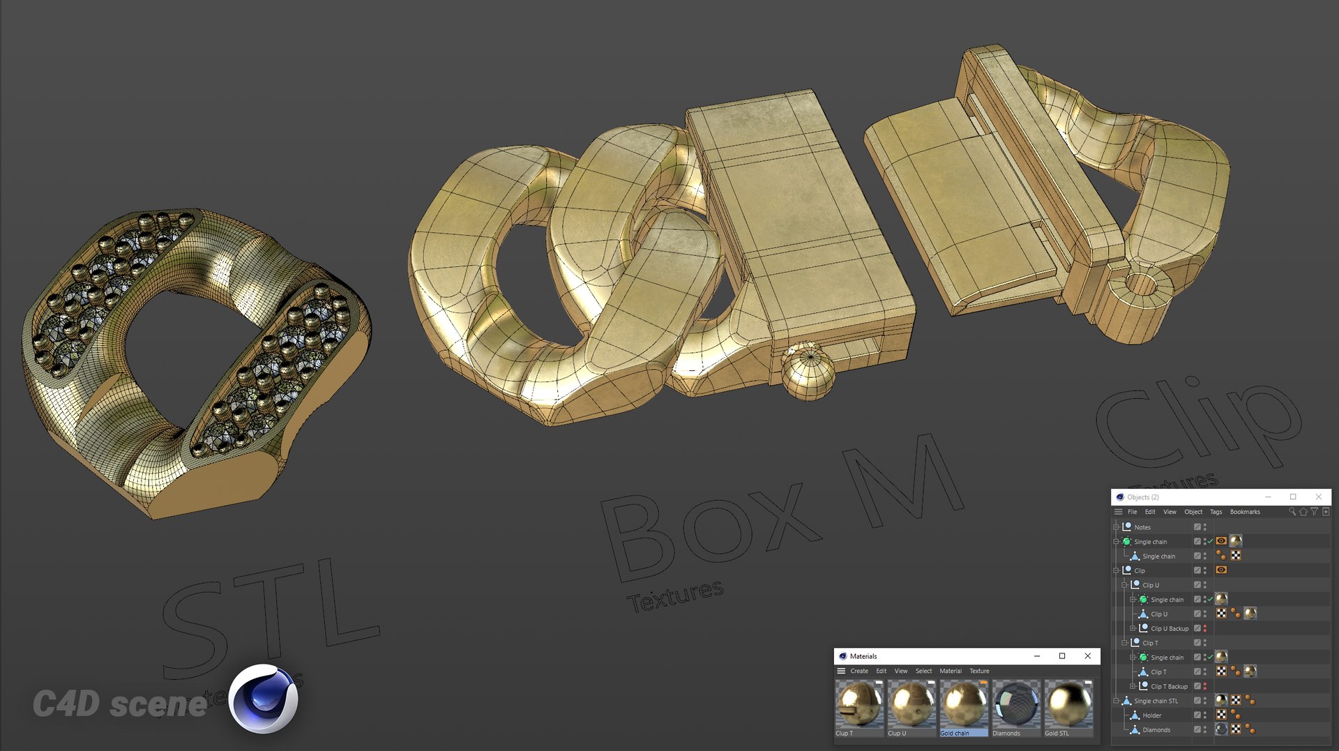 3D Model Cuban Chain - 1mm Size Stone - Including Render Scene 3D Model ...