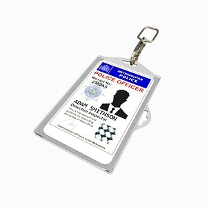 3D UK Police Card in Lanyard - London officer Pass - With textures - 3D Asset