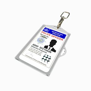 UK Police Card in Lanyard - London officer Pass - With textures - 3D Asset