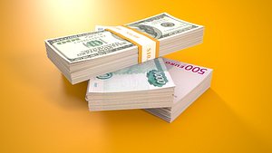 3d stack banknotes model