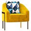 Modern Accent Chair Cotton Linen Upholstered Metal in Gold