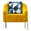 Modern Accent Chair Cotton Linen Upholstered Metal in Gold