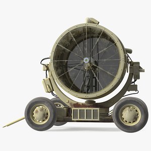3D Wheeled Military Searchlight Old Rigged model