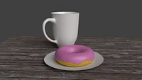 Donut, plate and mug scene
