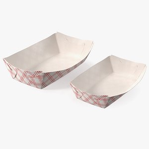 Paper Food Boat Tray Red Checker Set 3D model