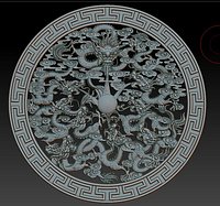 Qing nine Dragon dish relief