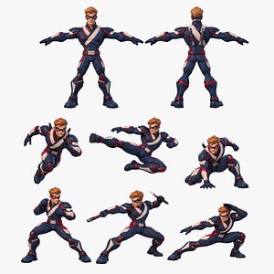 3D Super-Hero Character Model Rigged - C4D - Blender - FBX
