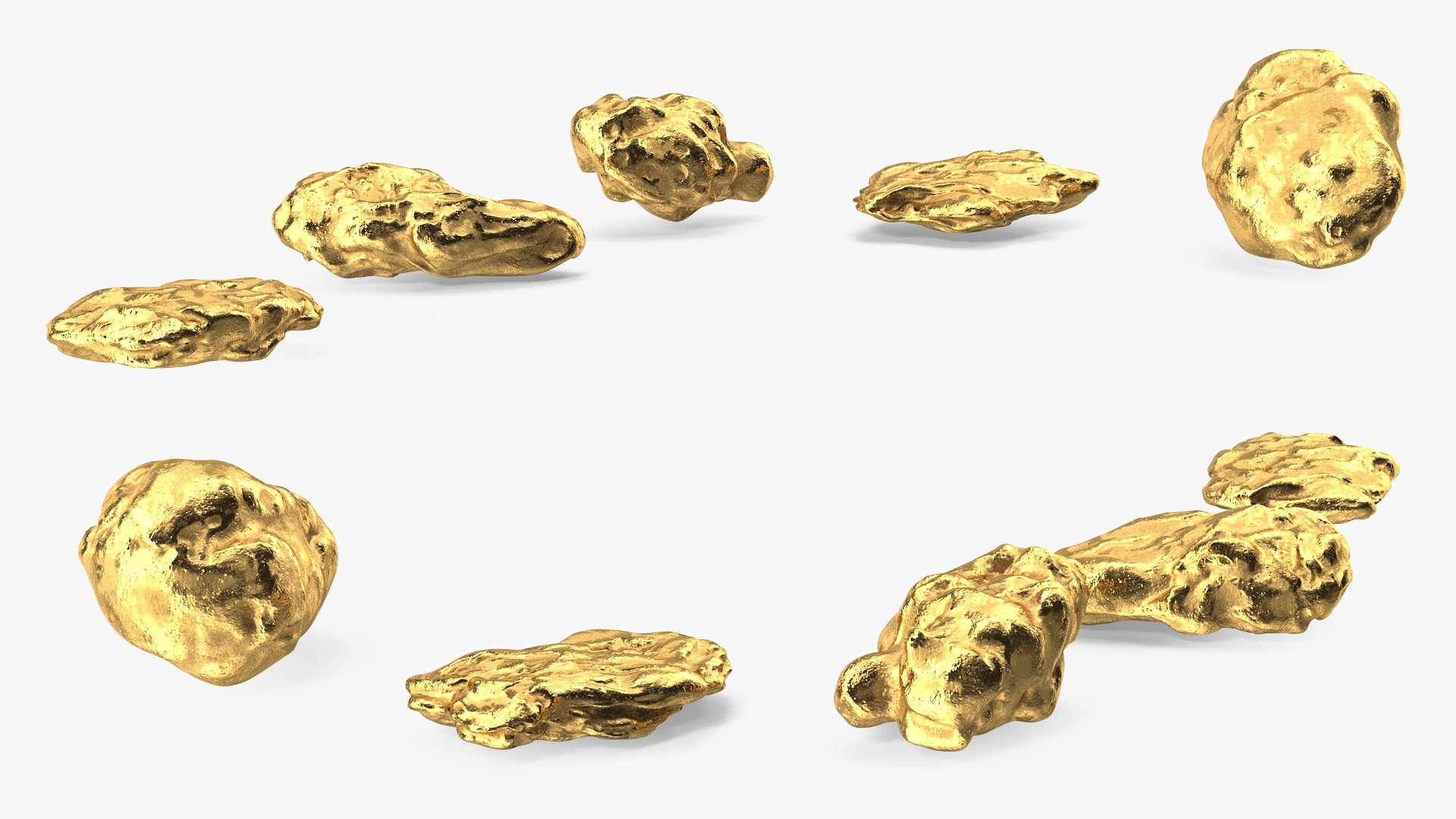 Metallic Gold Small Minerals 3D model preview
