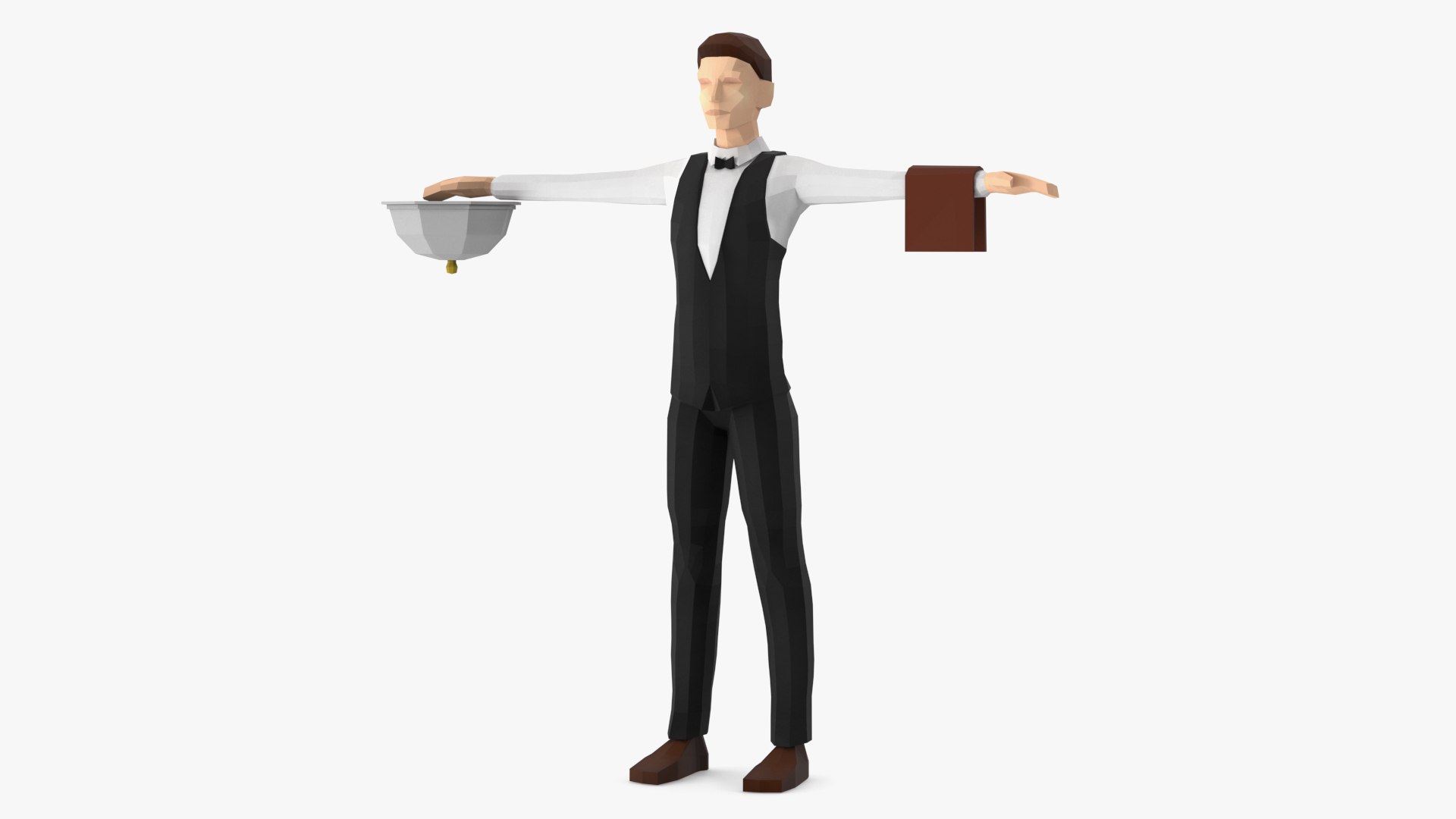 Waiter Low Poly Rigged 3D model preview