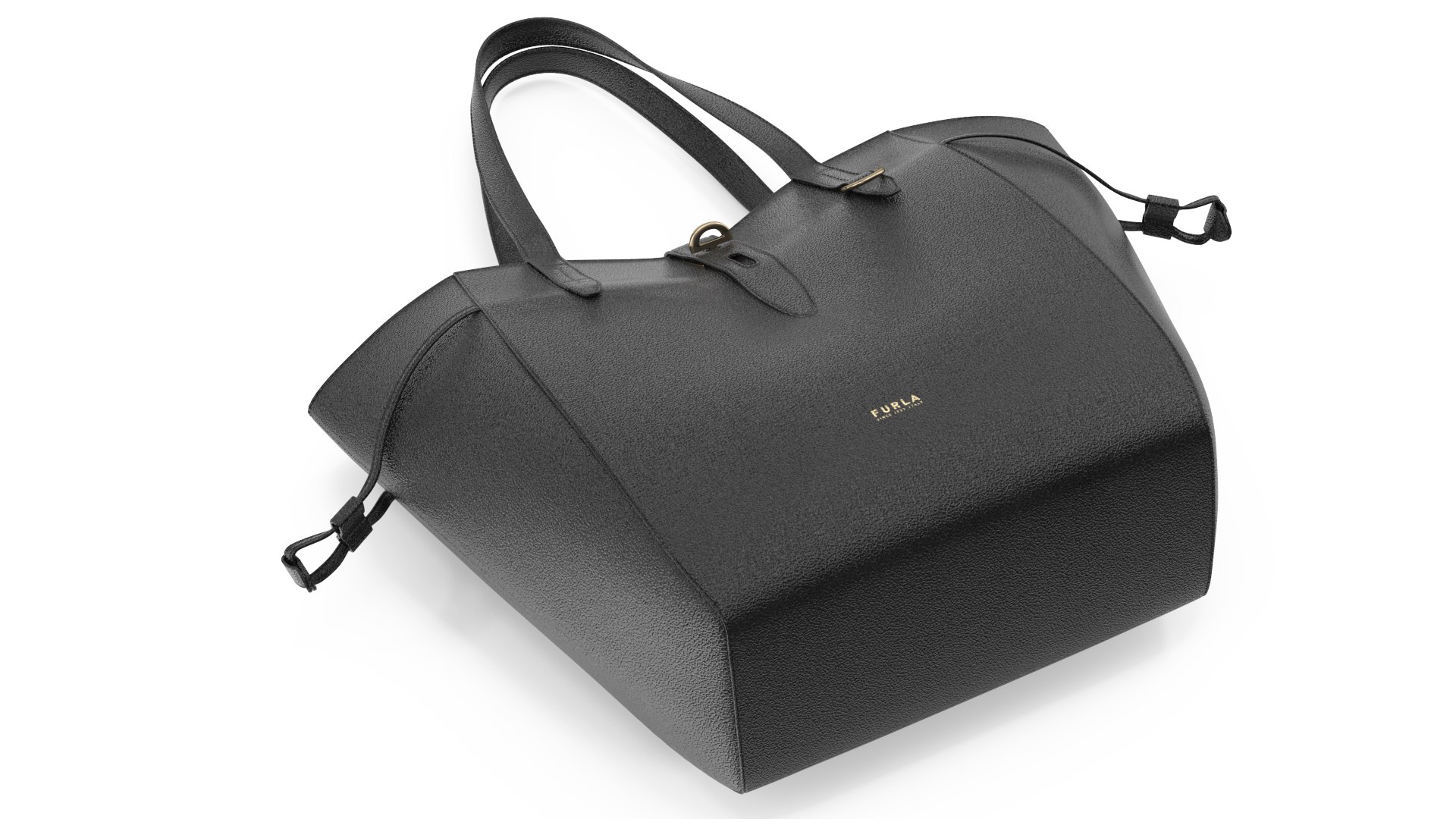 Leather Net Shopper Bag Furla Black 3D model preview