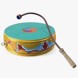 Tibetan Drum Tambourine 3D