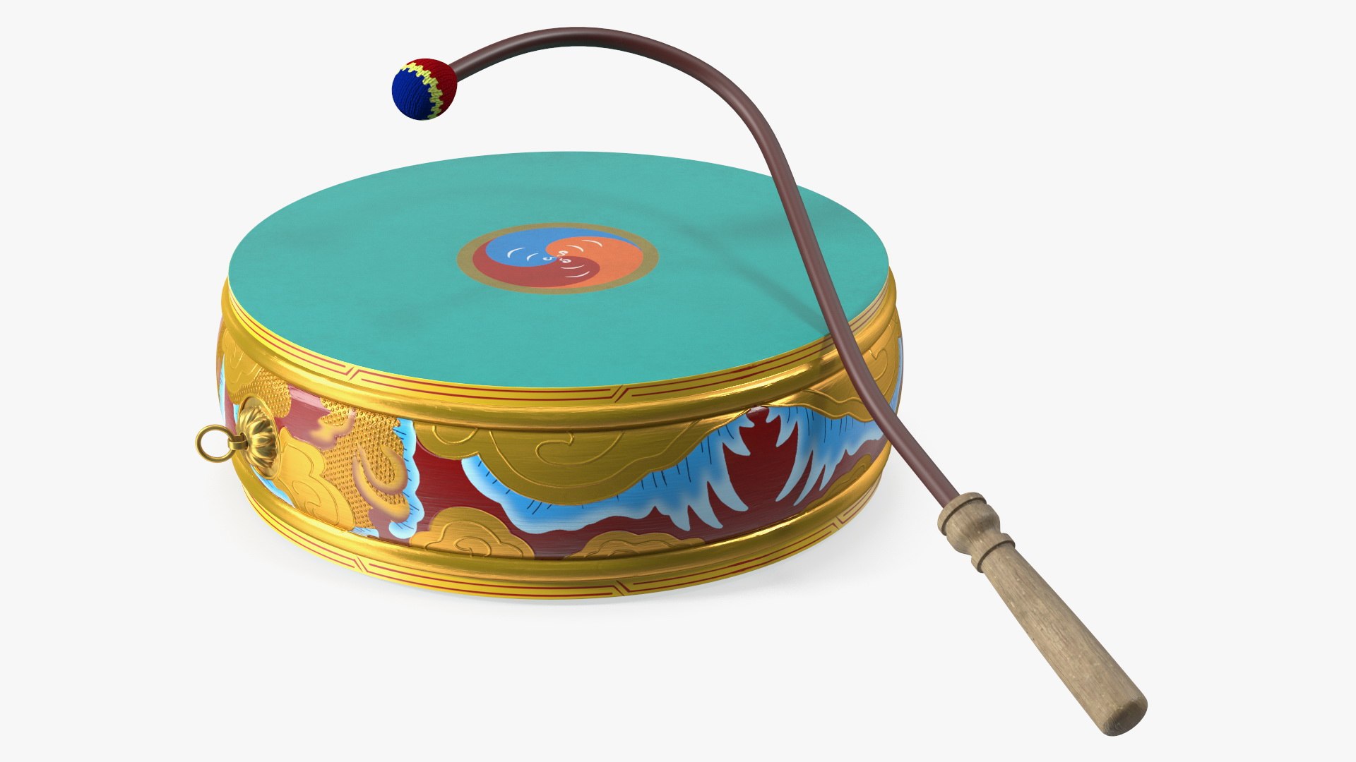 Tibetan Drum Tambourine 3D model preview