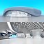 Futuristische Ausstellung Exterieur und Interieur
