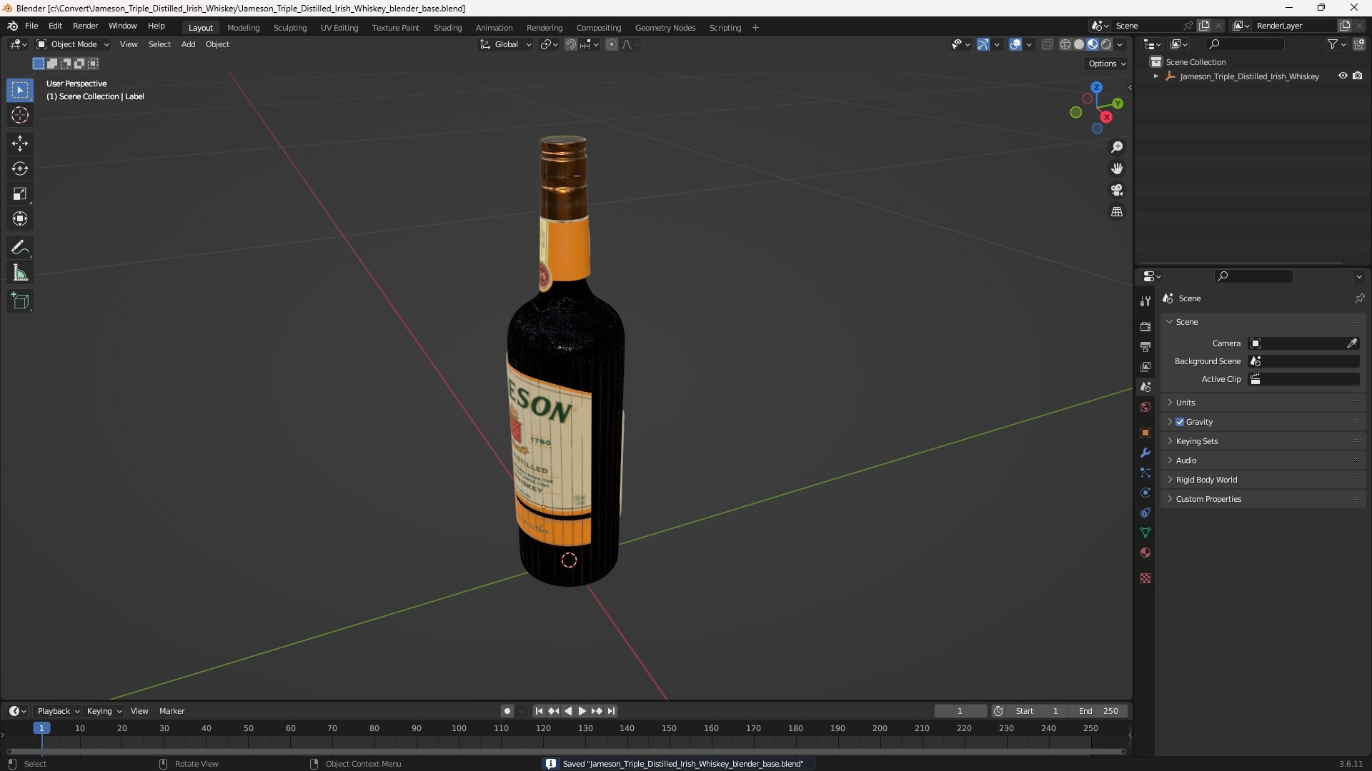 3D Jameson Triple Distilled Irish Whiskey https://p.turbosquid.com/ts-thumb/po/ZctEuB/cH/jameson_triple_distilled_irish_whiskey_1001/jpg/1769472588/1920x1080/fit_q87/3912ad1b42dcba15c0b03c571fbd9f76c3814534/jameson_triple_distilled_irish_whiskey_1001.jpg