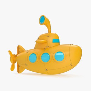 Cartoon Submarine Yellow Rigged