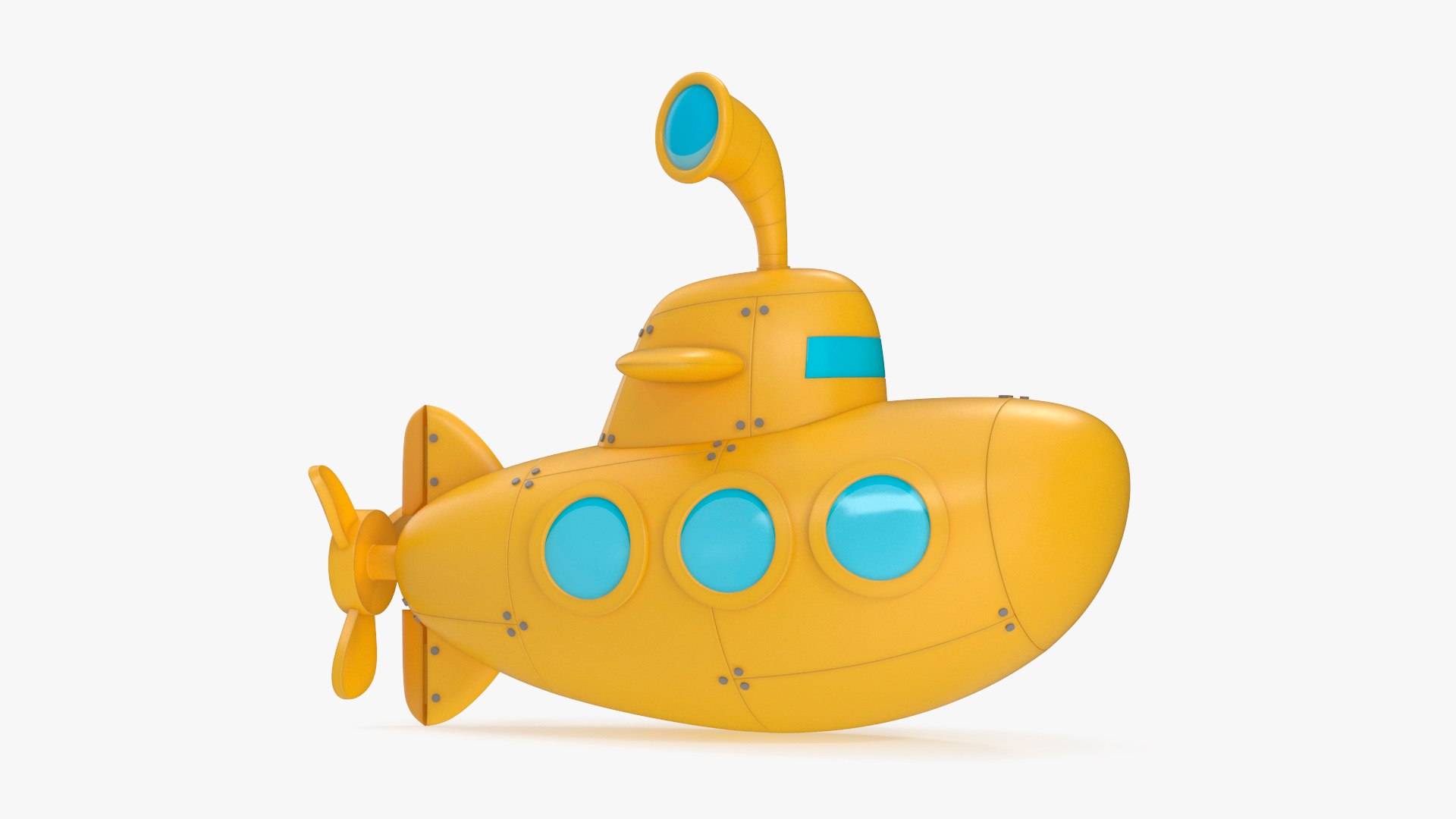 Cartoon Submarine Yellow Rigged 3D model preview