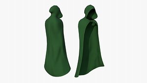 Medieval Cloak A04 Full Green - Fantasy Character Design 3D model