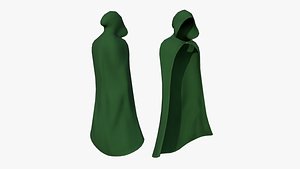Medieval Cloak A04 Full Green - Fantasy Character Design