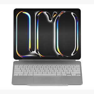 3D Apple iPad Pro 13 Type Cover  Apple Pencil Pro White