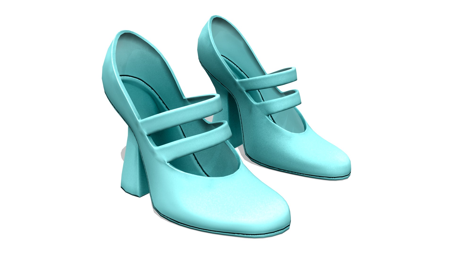 1960s Retro Marry Jane Pumps High Heel Shoes 3D Model - TurboSquid 1960511