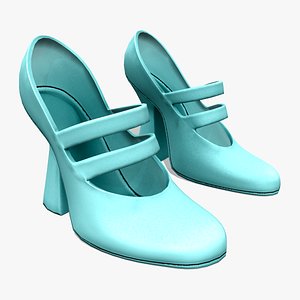 1960s Retro Marry Jane Pumps High Heel Shoes 3D model